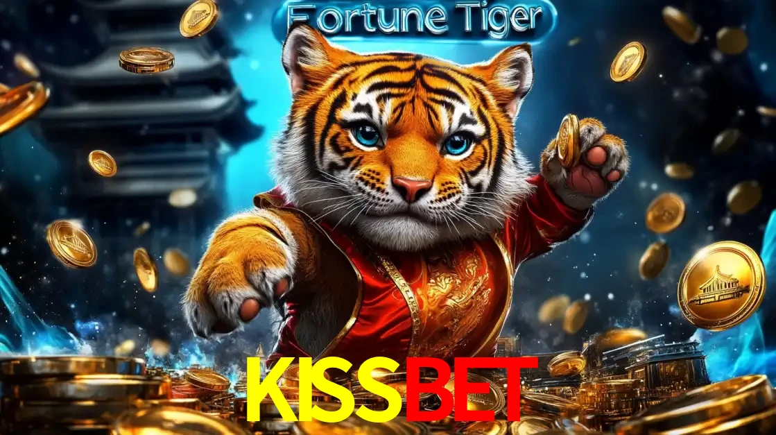 Imagem promocional do jogo de slot Fortune Tiger, com um tigre majestoso em traje tradicional cercado por uma fortuna em moedas de ouro, disponível agora no cassino KISSBET.